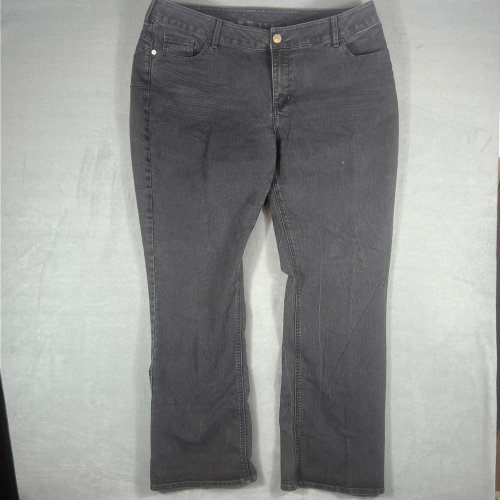 Riders by Lee Womens Jeans 22W L Black Straight Leg Embroidered Back Pocket